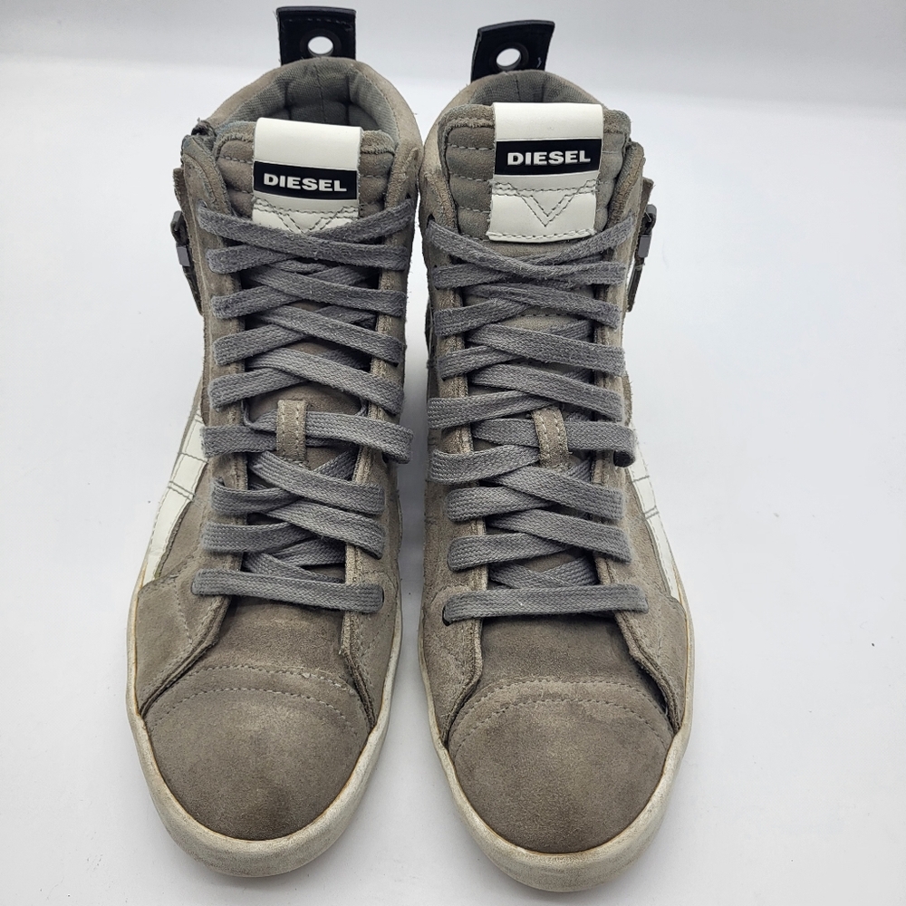 Diesel D-Velows mid lace grey suede high top sneaker Sz 9.5